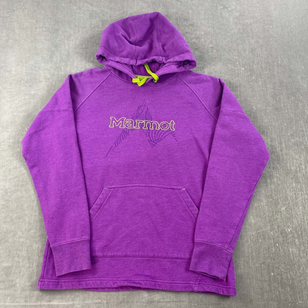 Marmot Mens Medium Purple Pullover‎ Hoodie Mountain Graphic Sweatshirt A69870